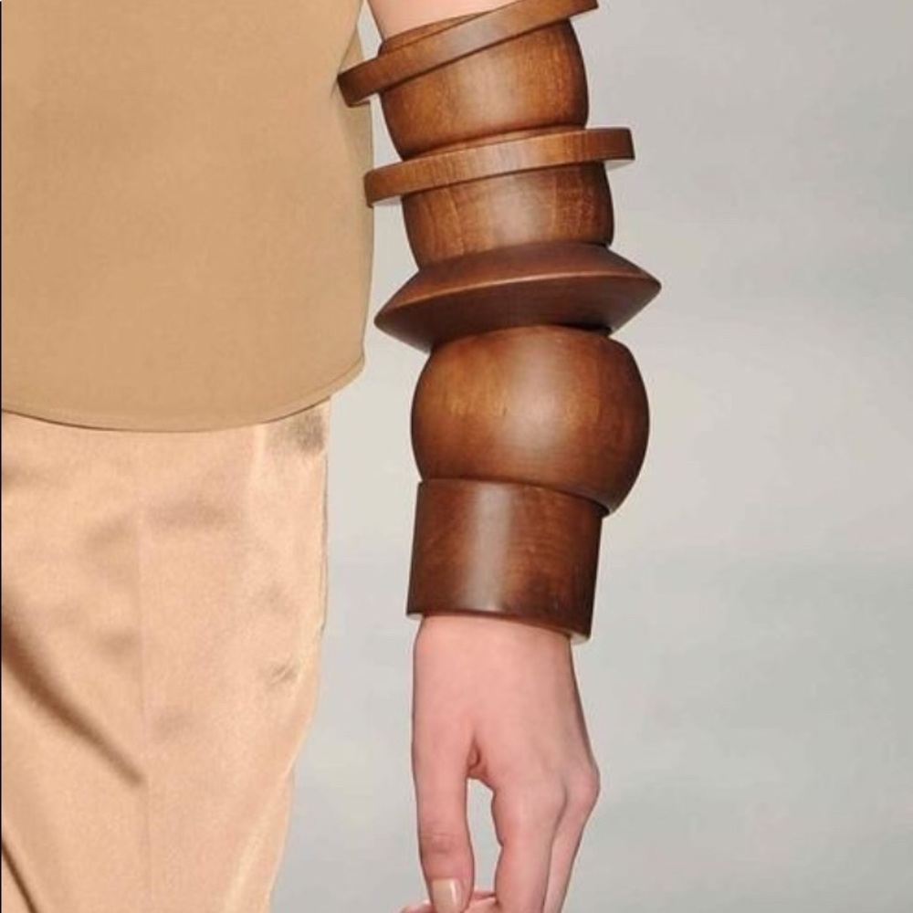 Artsy Oversized Hexagon Wood Bangle
